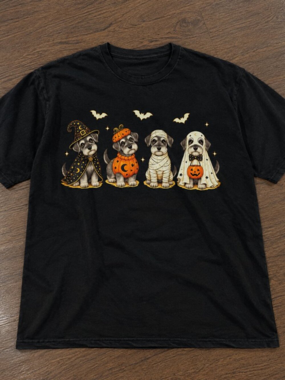 Schnauzer Witch Ghost Pumpkin Halloween Costume Dog Lovers T-Shirt